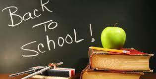 Back to School chalkboard, apple, books