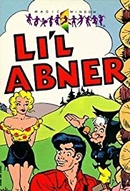 Cover of a Lil Abner comic book with Sadie Hawkins getting ready to ask a man to a dance.